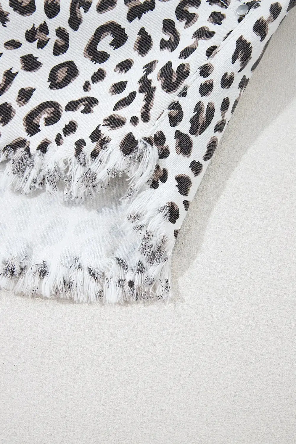 Leopard Frayed Hem Denim Shorts