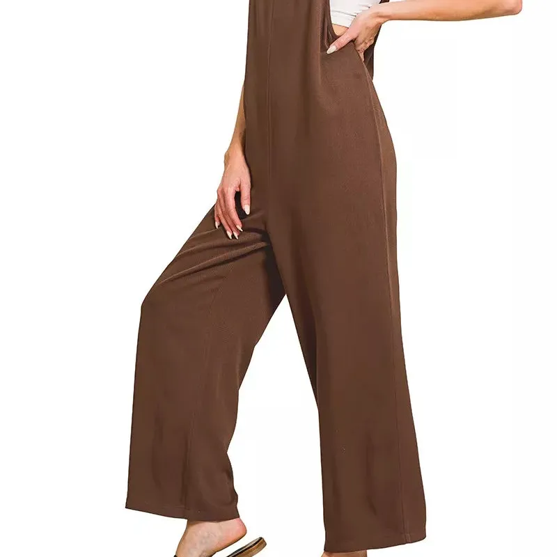 Rayon Woven Wide Leg Jumpsuit
