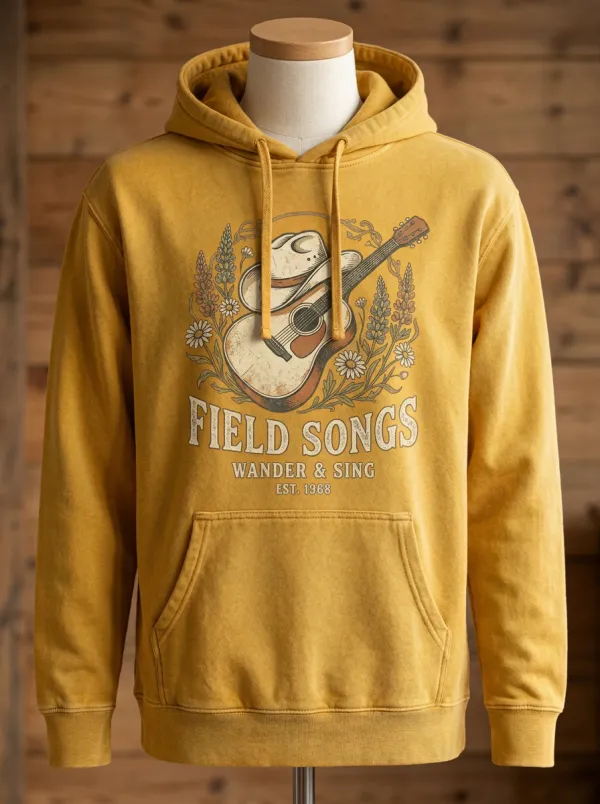 Country Music Cowboy Hat Guitar Graphic Hoodie