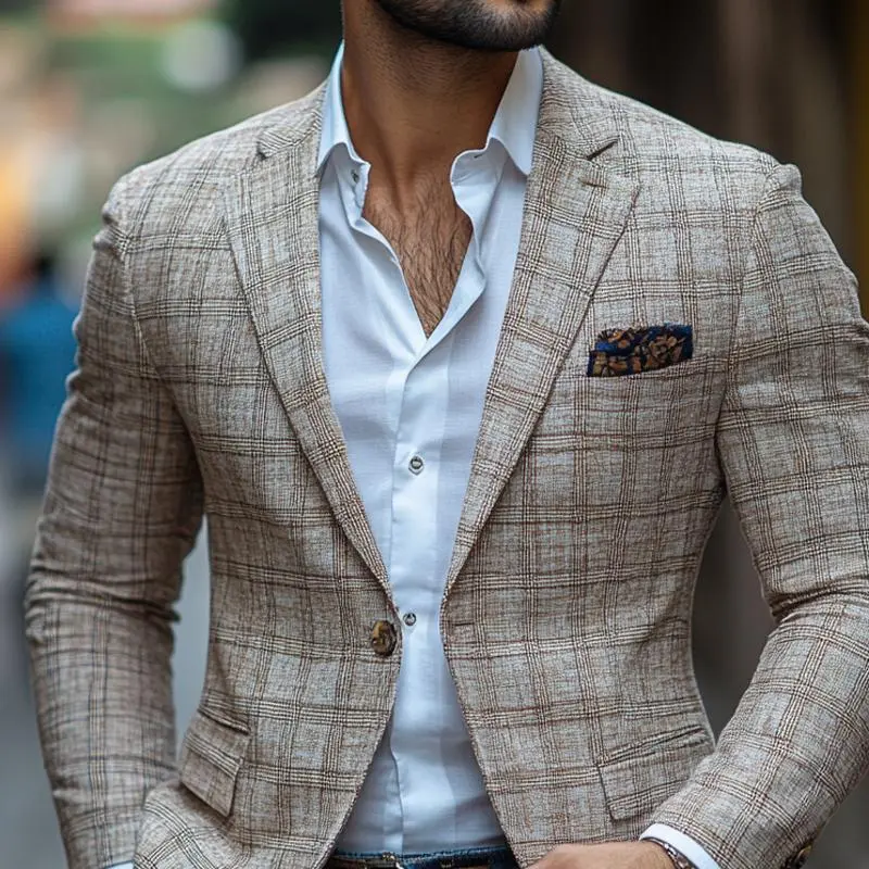 Structured Button Check Blazer