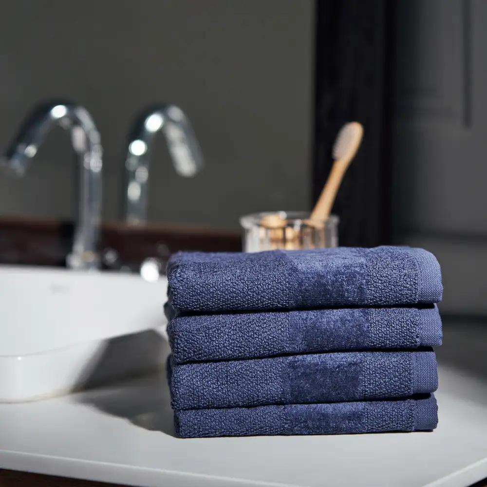 Blue Cotton Face Towel Set