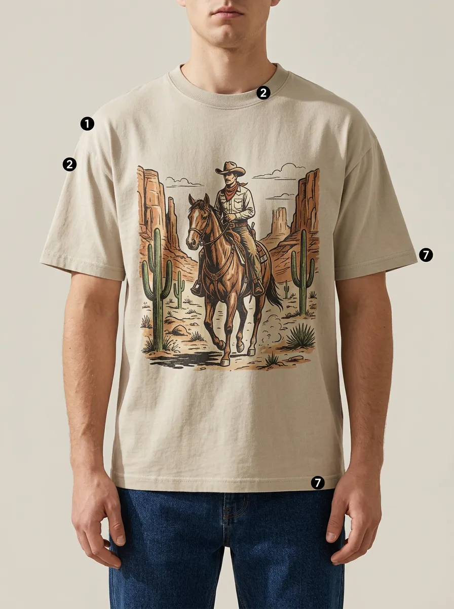 Men's Cowboy Horse Desert Printed T-Shirt