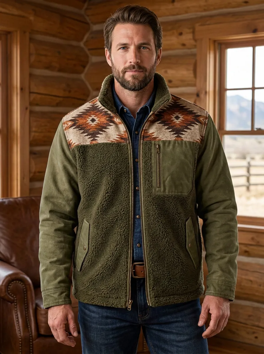 Canyon Trail Aztec Rodeo Style Men's Western Fleece Jacket