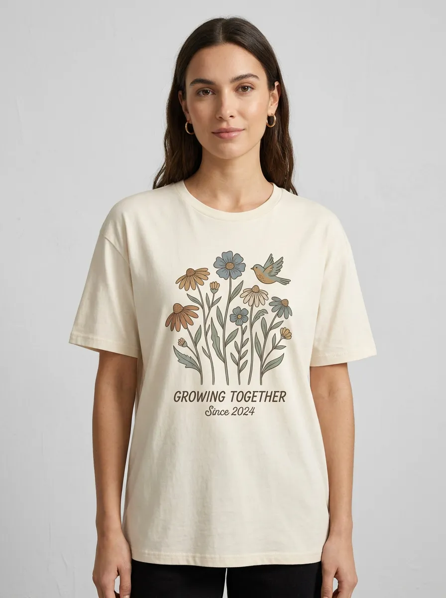 Floral Bird Growing Together T-Shirt