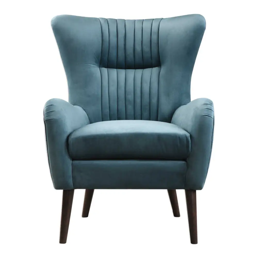 Curved Velvet Tufted Accent Chair