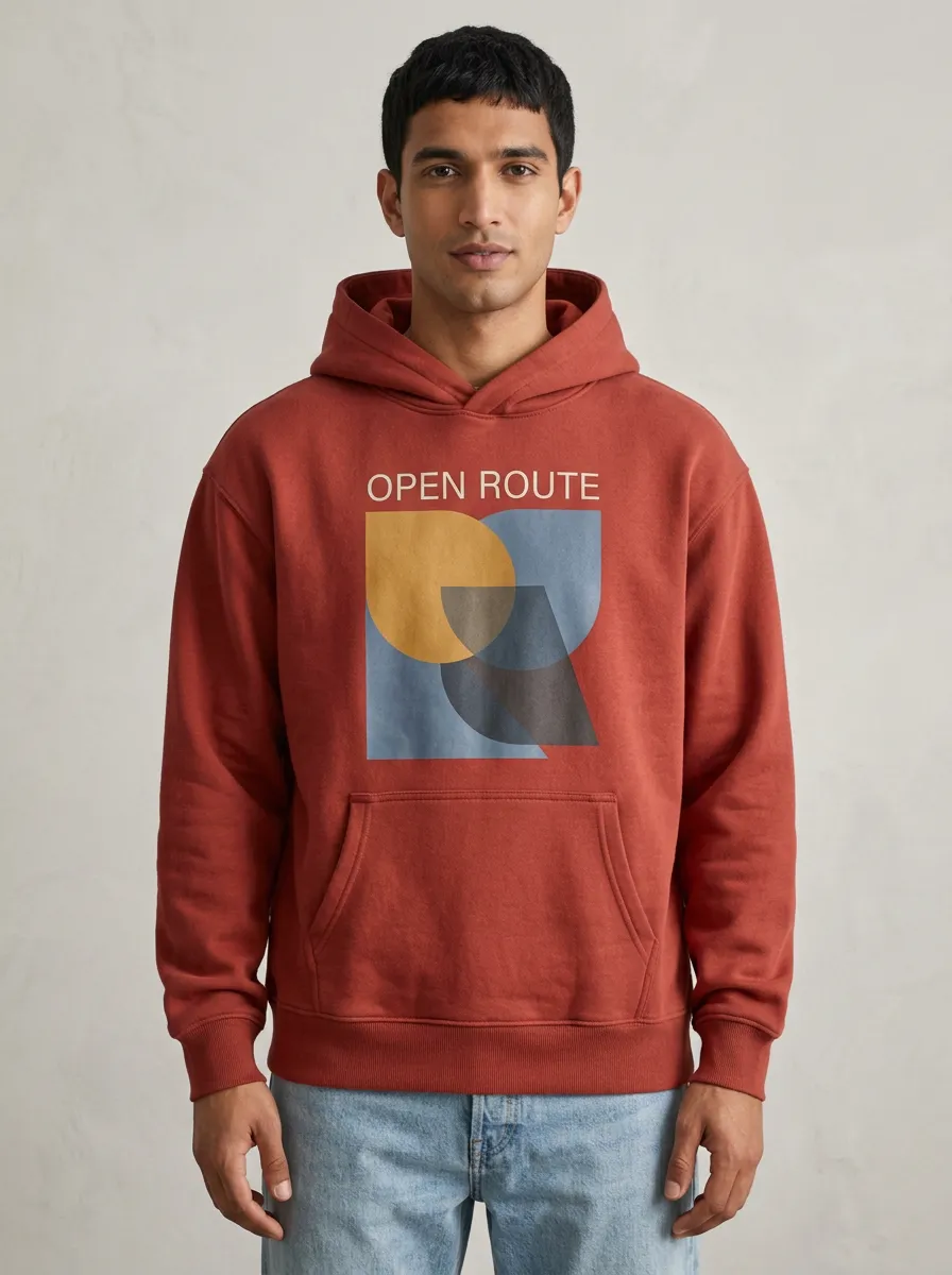 Relaxed Open Route Abstract Geometric Hoodie
