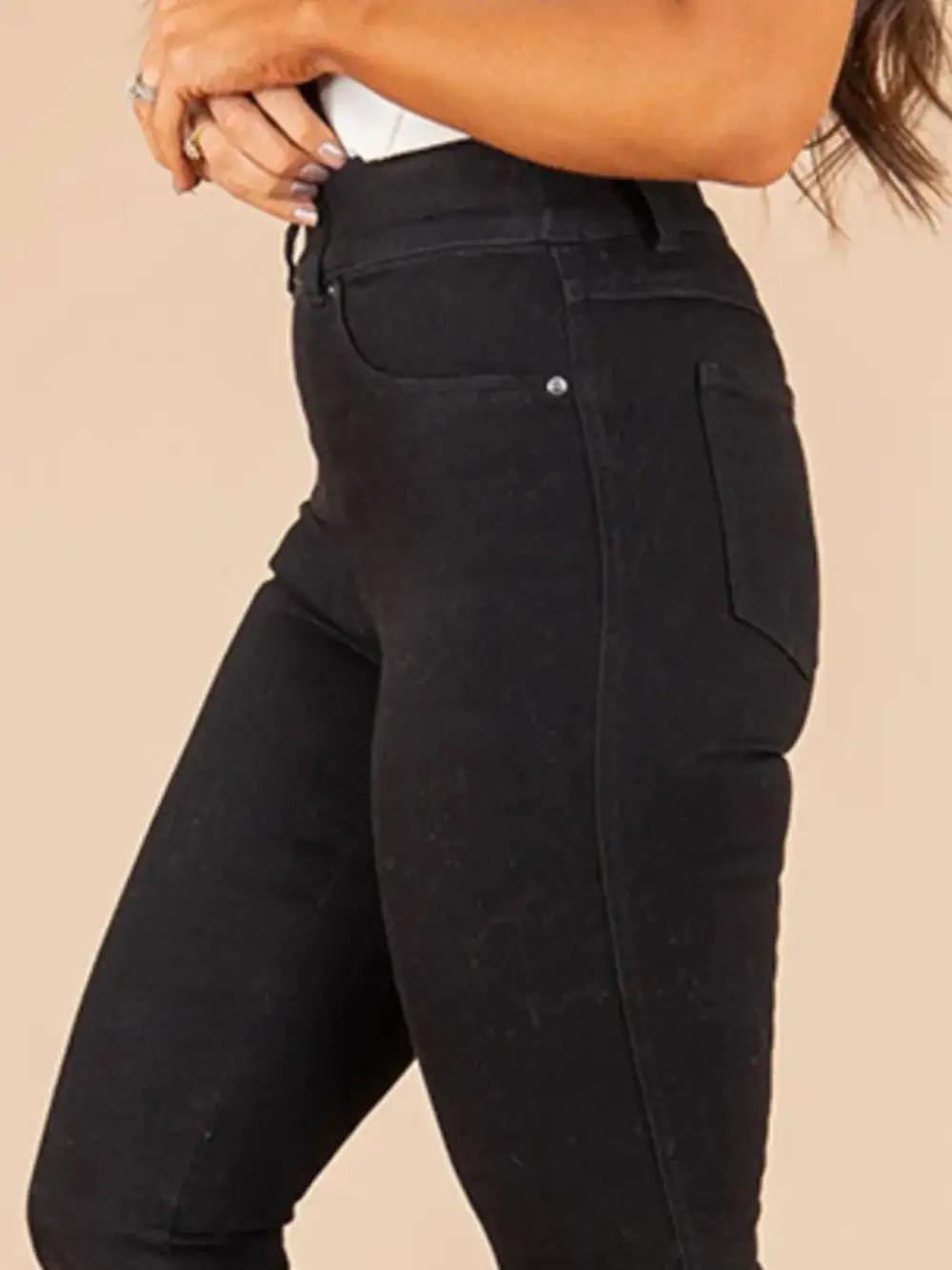 Structured High Waist Flare Leg Denim Jeans