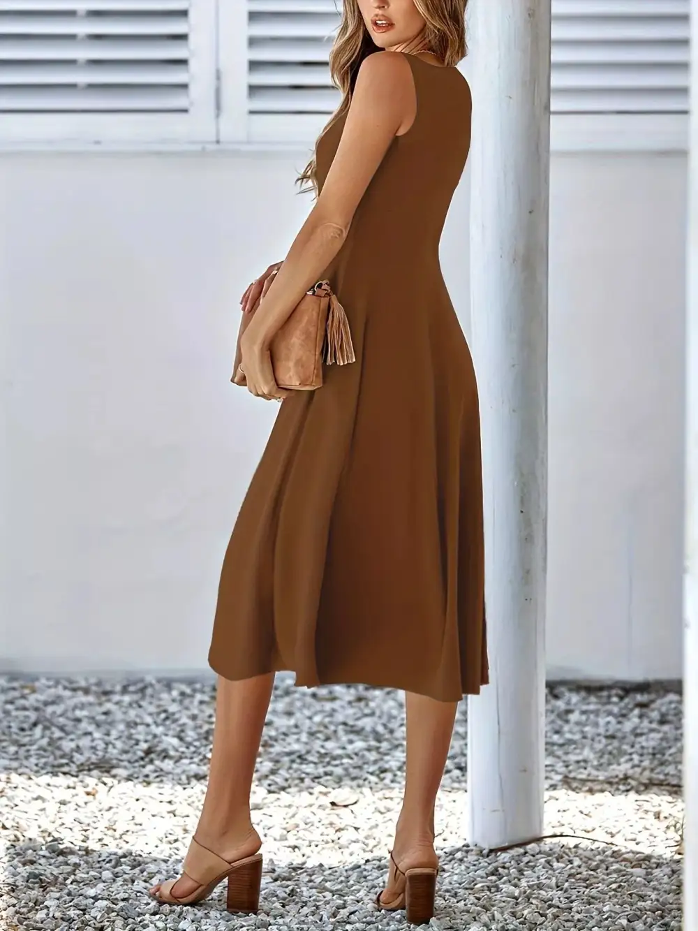 Elegant A Line Sleeveless Midi Dress