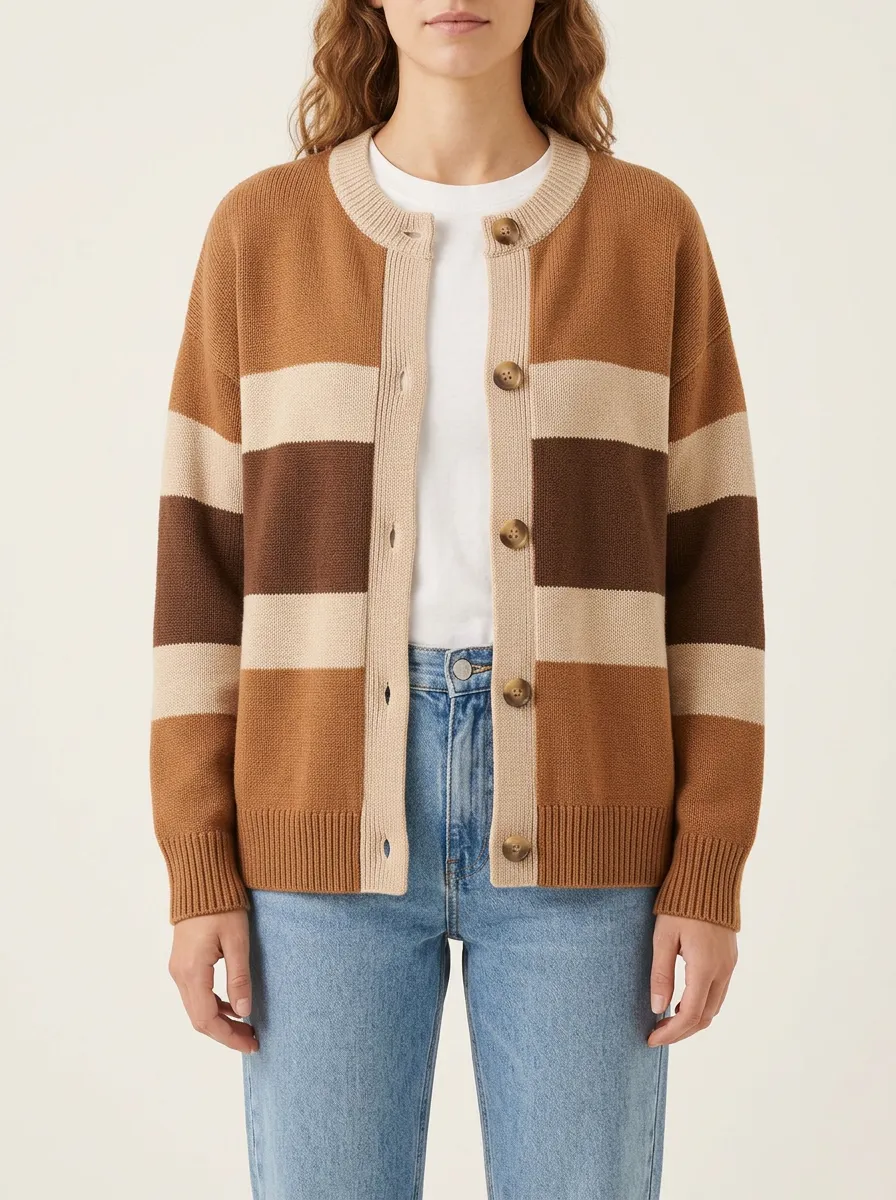 Rugby Striped Printed Cardigan