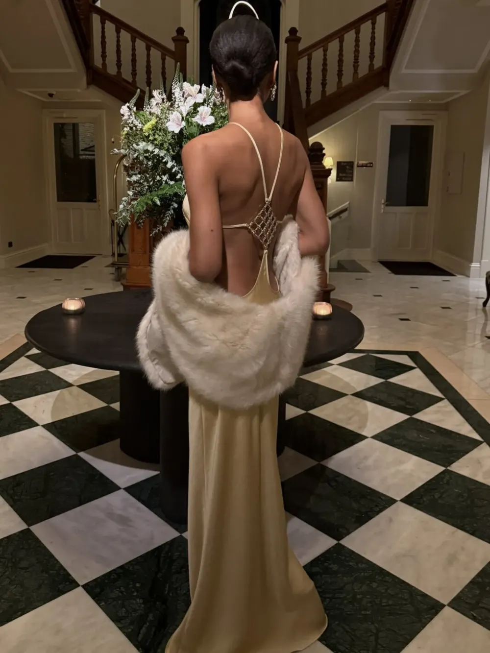 Valentina Open Back Rhinestone Maxi Dress