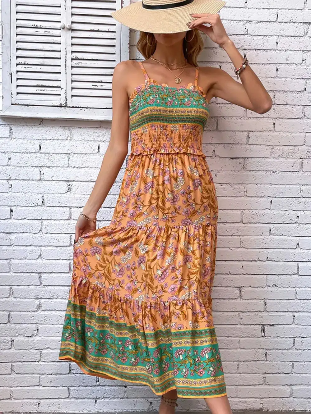 Relaxed Midi Square Neck Dress