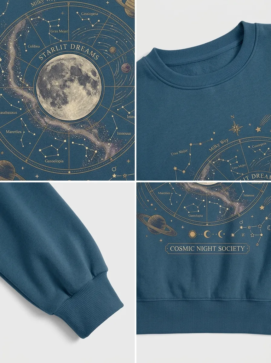 Women's Astronomy Lover Starlit Dreams Constellation Printed T-shirt