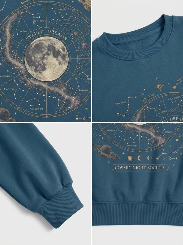 Women's Astronomy Lover Starlit Dreams Constellation Printed T-shirt