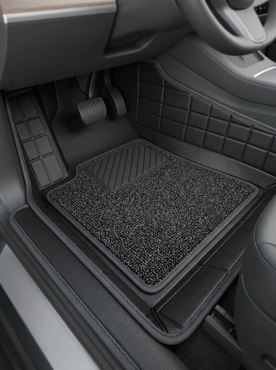 Textured Leather All-Weather Vehicle Floor Mat