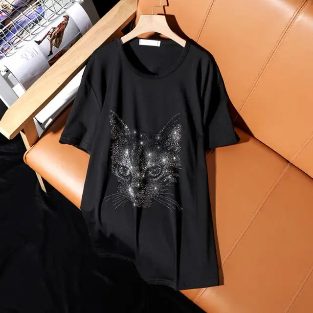 Cat Diamond Graphic T-Shirt