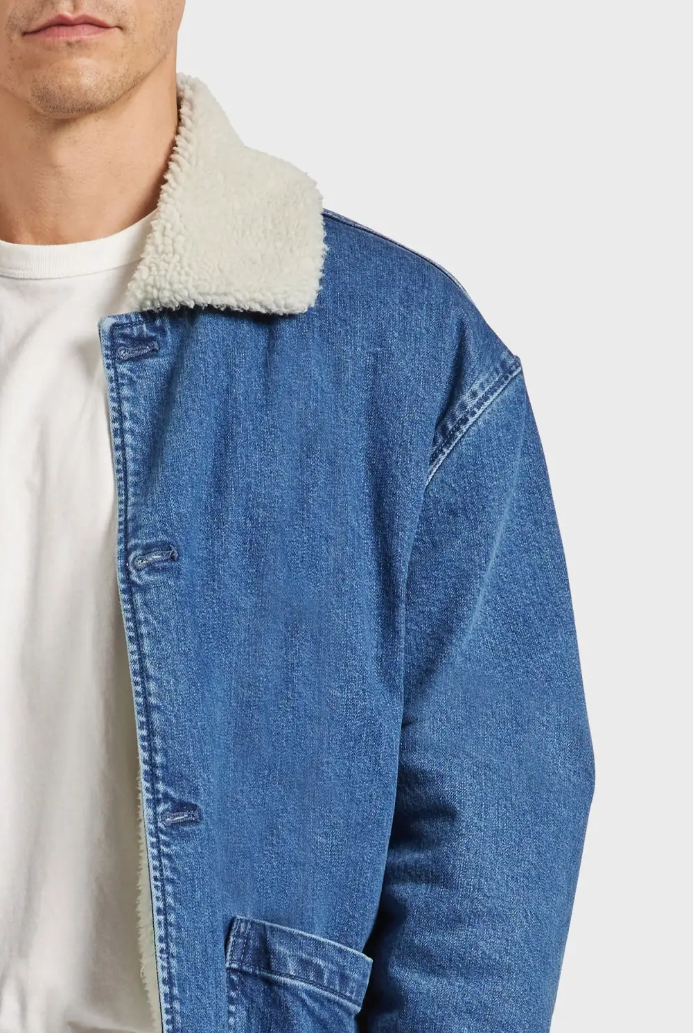 Fleece Lined Denim Button Front Jacket