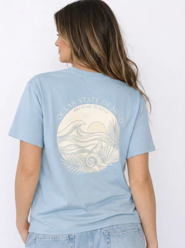 Women's Beach Lover Ocean State of Mind Seashell Sunset Printed T-shirt