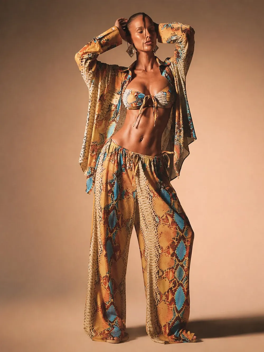 Brielle Snake Print Four Piece Set