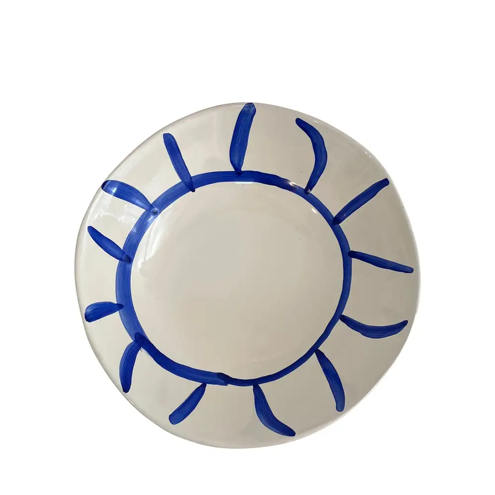 Sun-Motif Ceramic Pasta Bowl