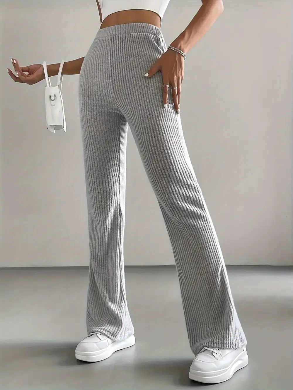 High Waist Flared Casual Pants