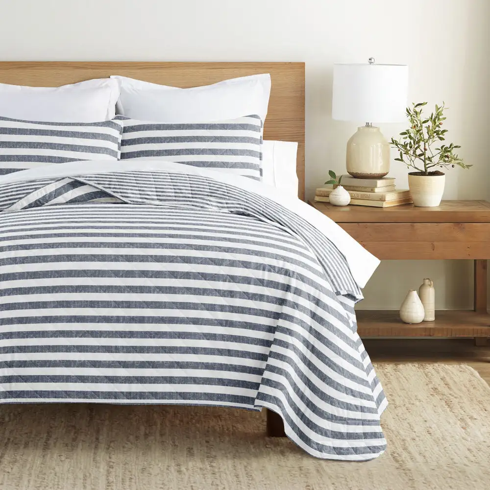 Classic Stripe Reversible Quilted Coverlet Set