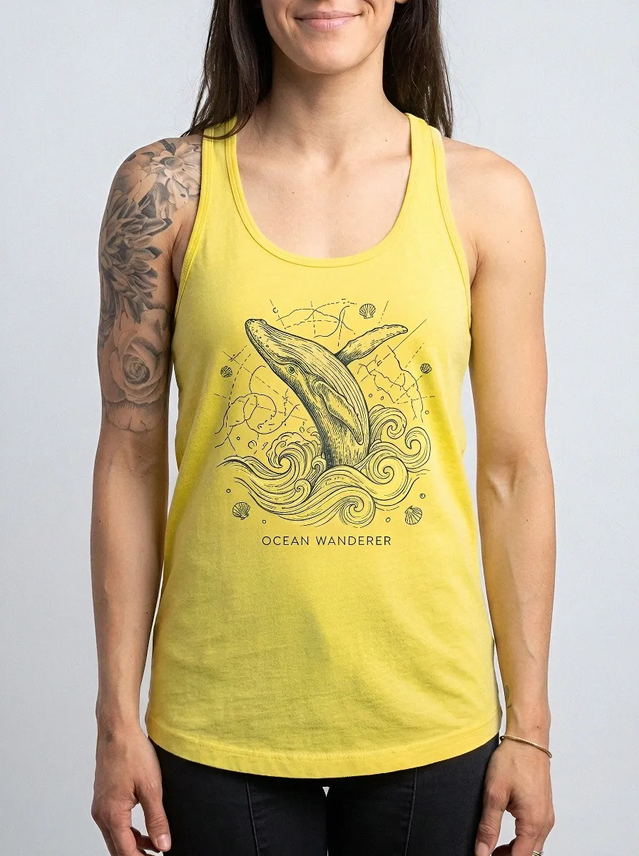 Women's Ocean Lover Humpback Whale Printed Tank Top