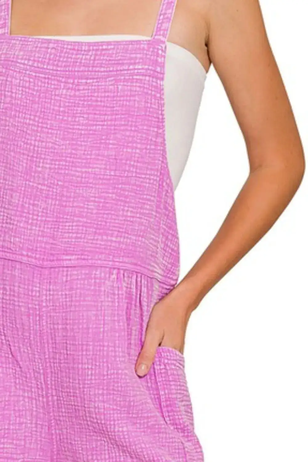 Washed Double Gauze Tie Back Romper