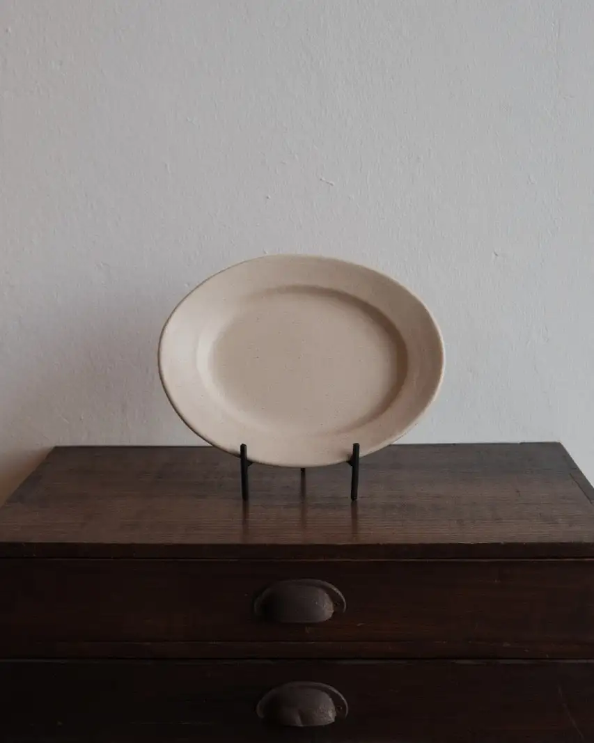 Glazed Oval Plate Kitchen Tableware Piece