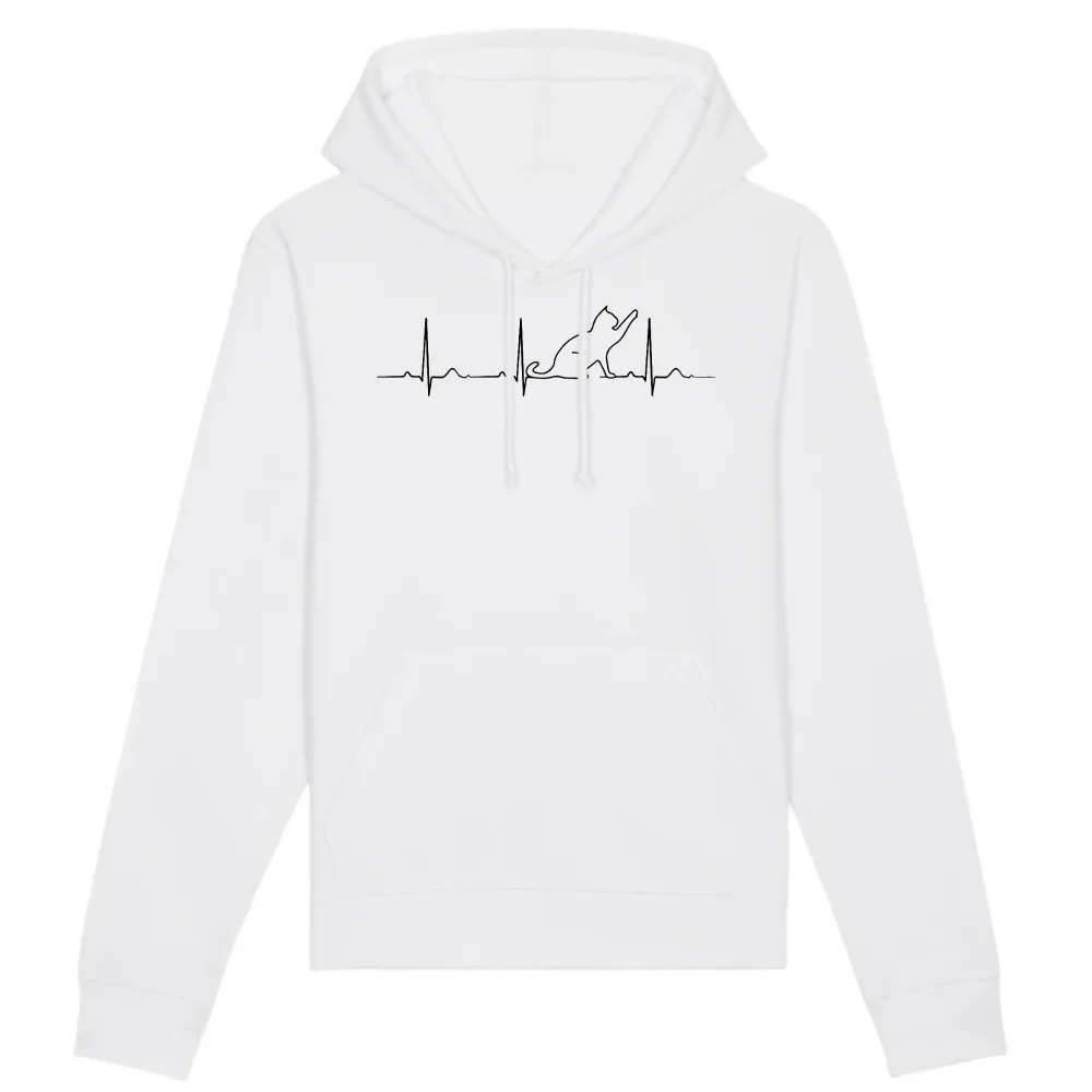 Heartbeat Cat Graphic Pullover Hoodie