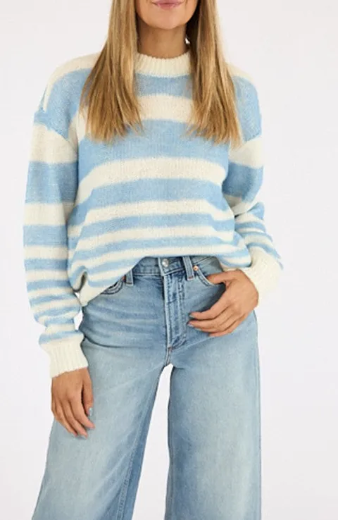 Light Blue Horizontal Striped Sweater