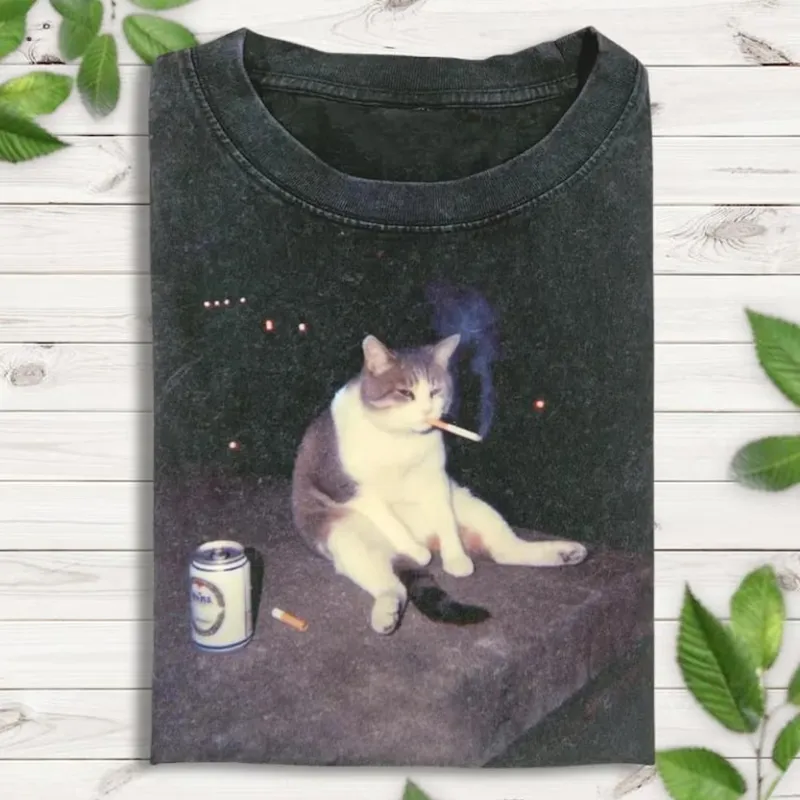 Funny Smoking Cat Meme Tee