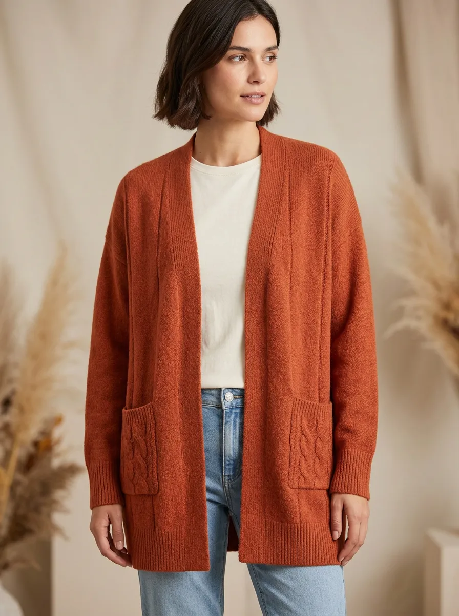 Relaxed Cable-Knit Knit Cardigan