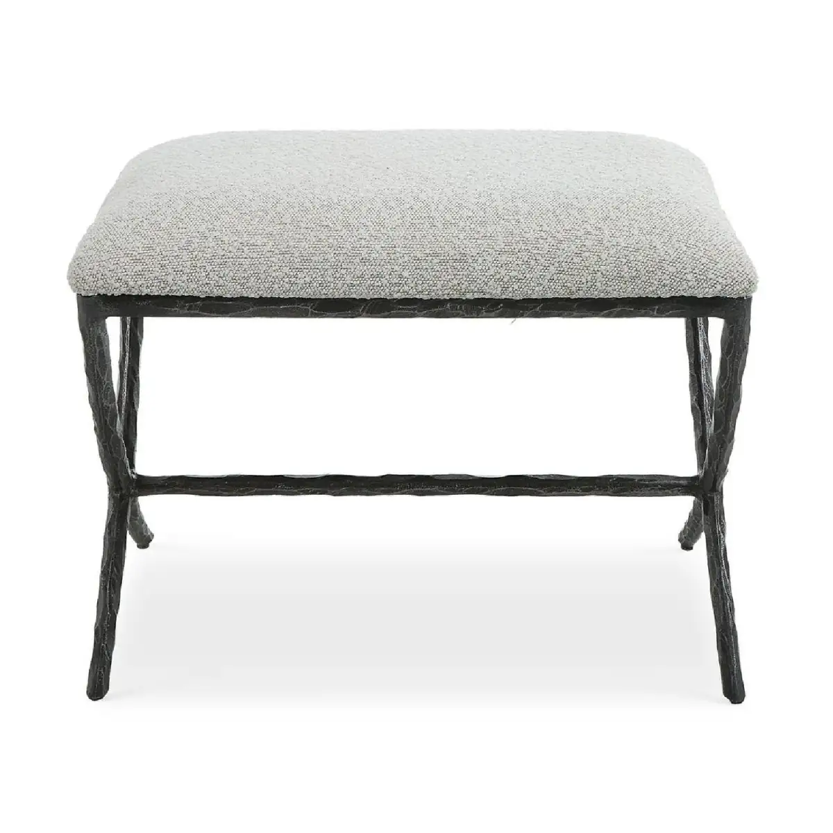Boucle Iron-Base Accent Bench