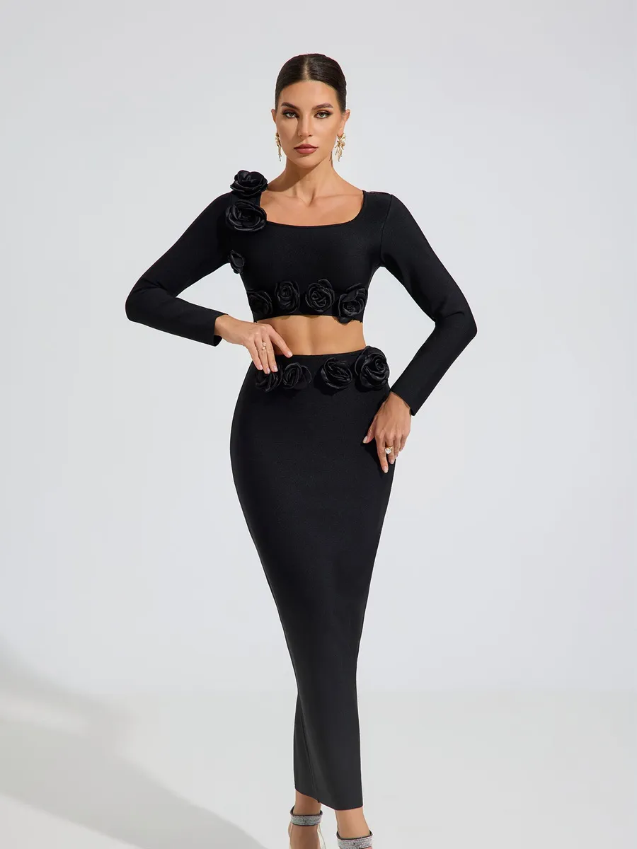 Giana Noir Rose Two Piece Set