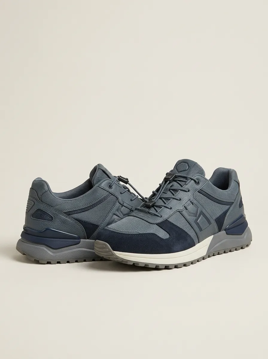 Men's Casual Outdoor Sporty Suede Mesh Print Sneakers