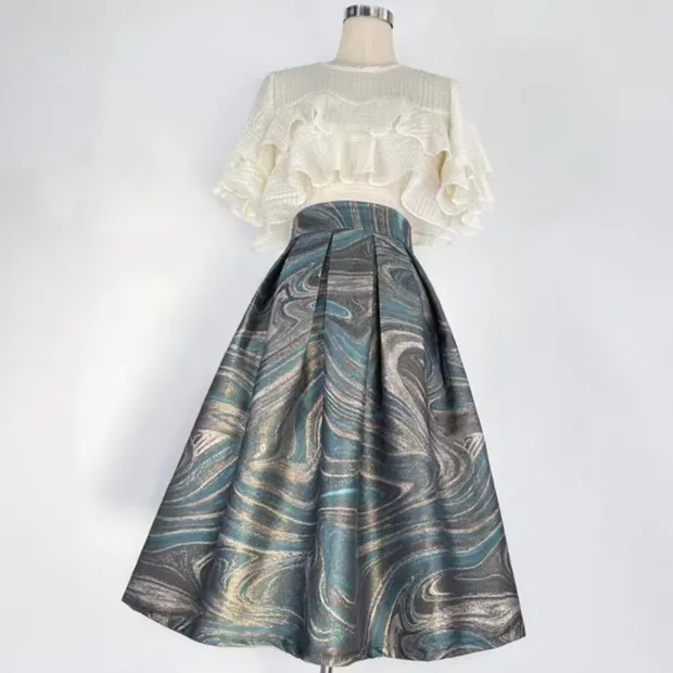 Modern Summer Embroidered High Waist Skirt
