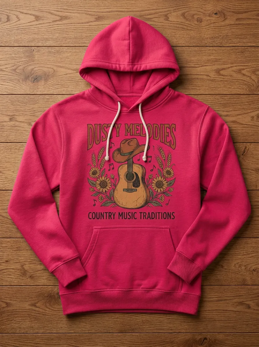 Rustic Country Music Guitar Sunflower Pullover Hoodie