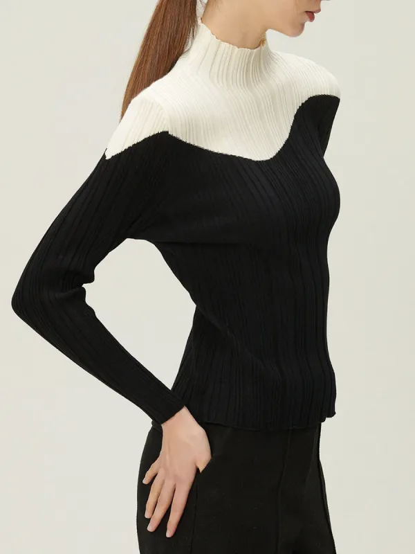 Color Block Ribbed Knit Top