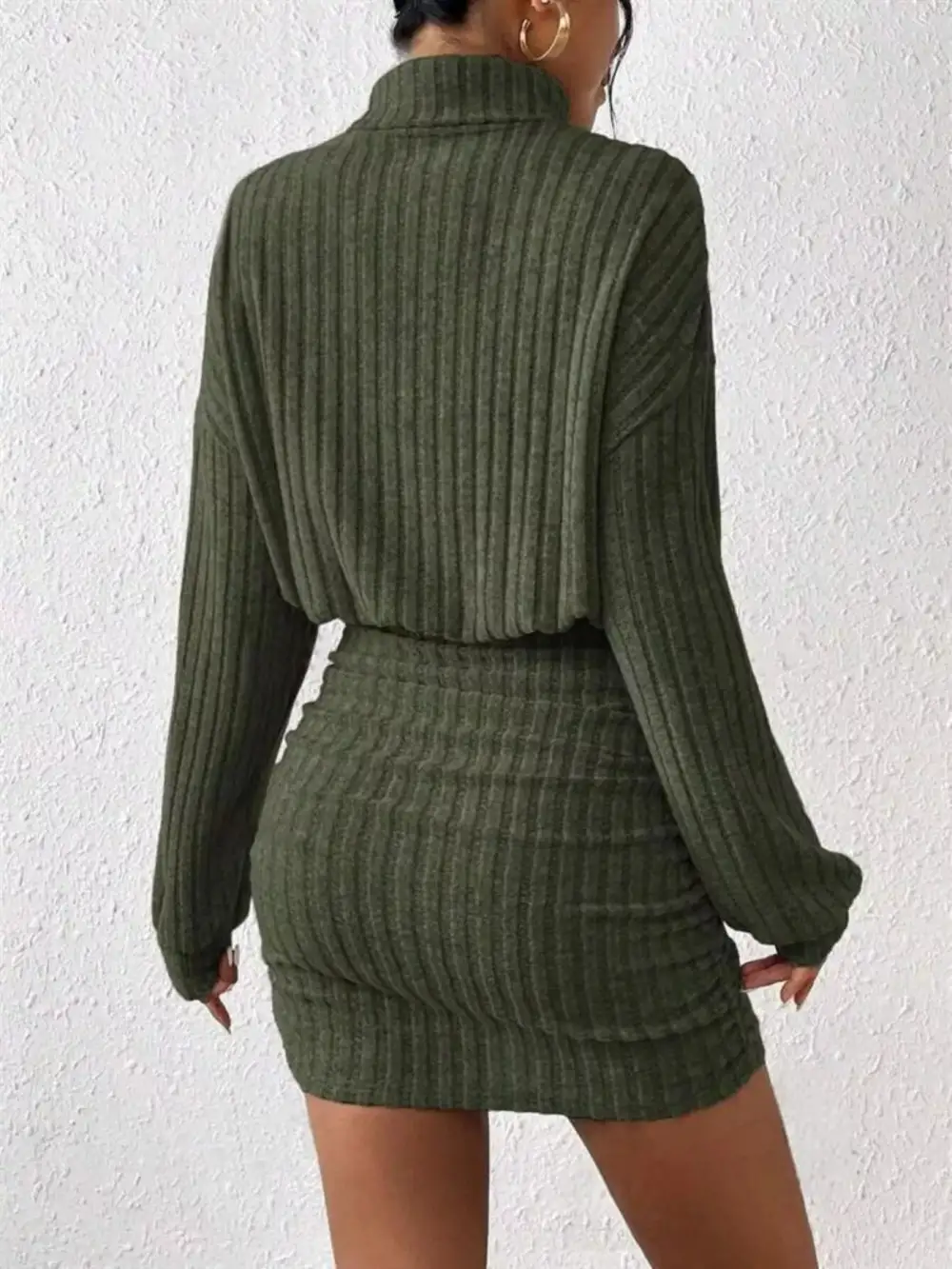 Wearable Cut Ribbed Knit Mini Dress