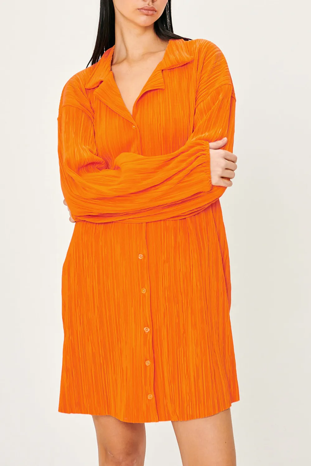 Plisse Shirt Dress