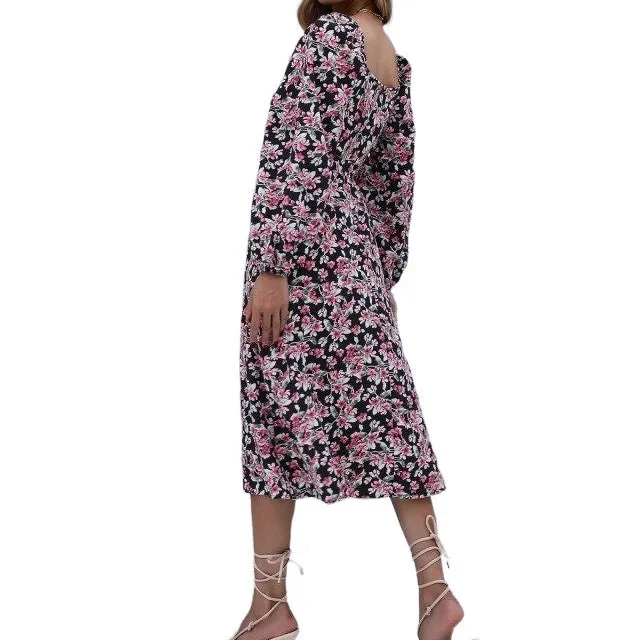 Women's Bodycon Floral Ruffled Bridal Maxi Dress