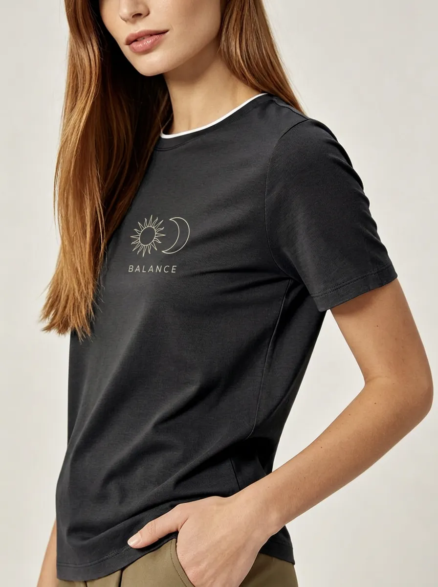 Women's Spiritual Balance Sun Moon Printed T-shirt