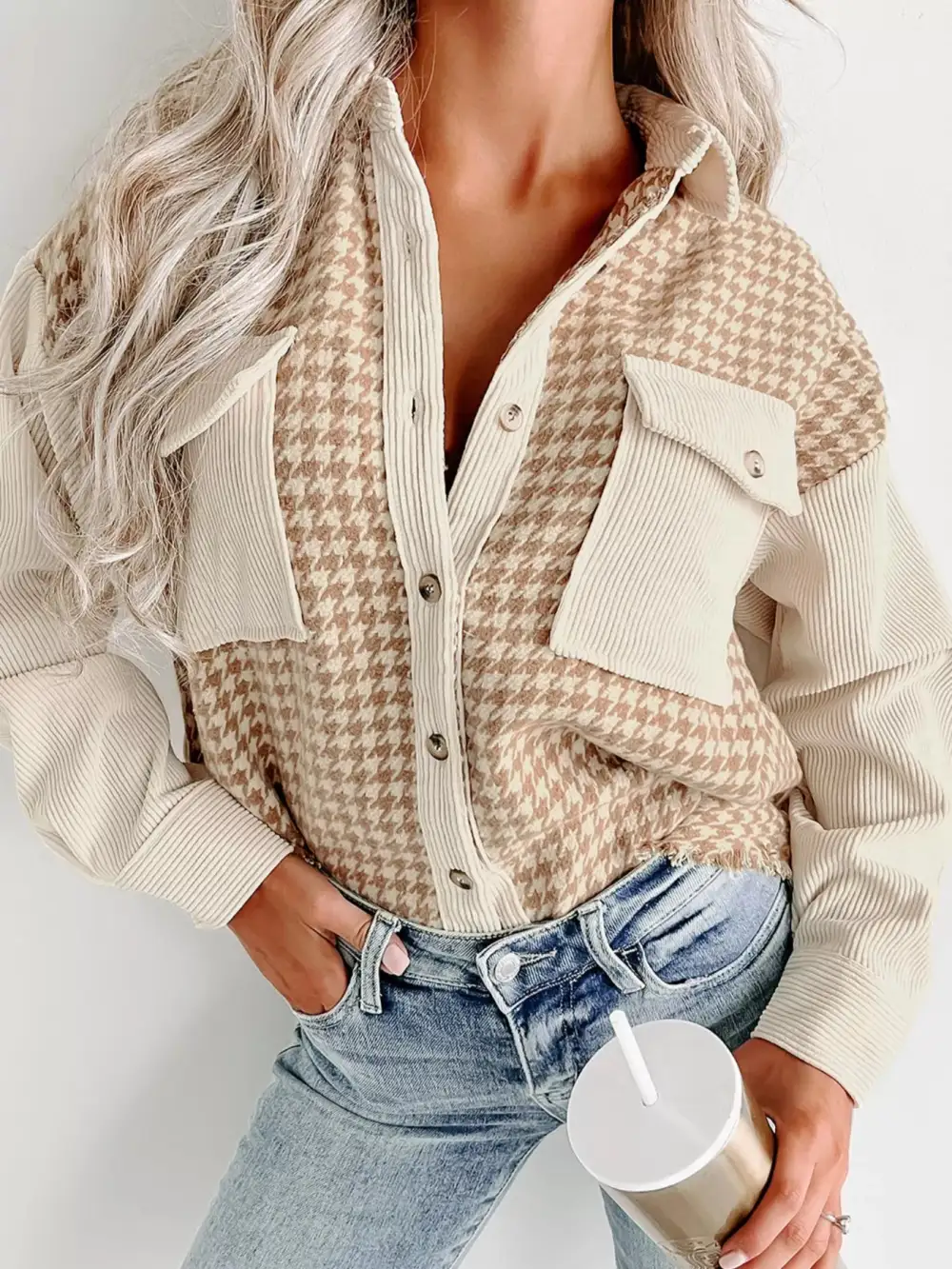Houndstooth Button Down Jacket