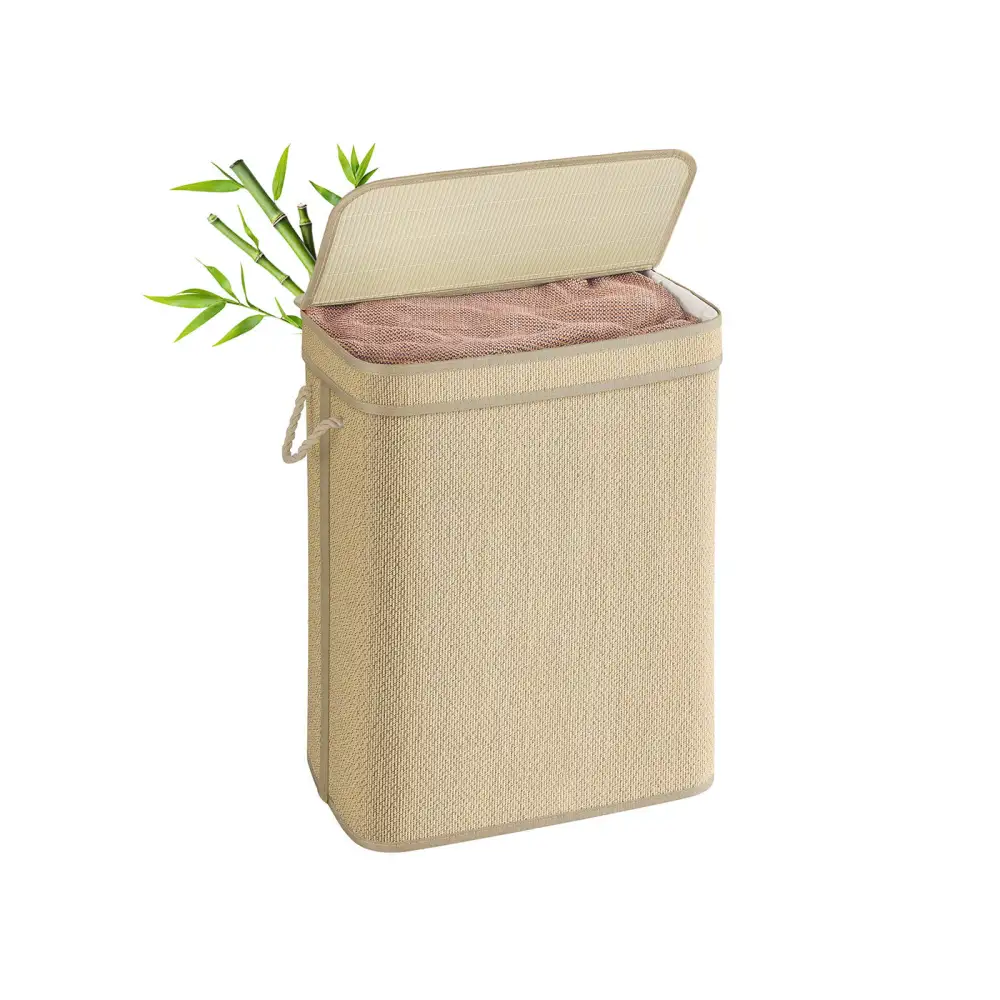 Weekend Lidded Bamboo Handled Laundry Storage Basket