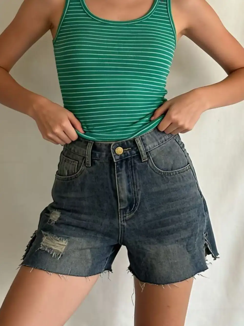 Distressed Hem Shorts