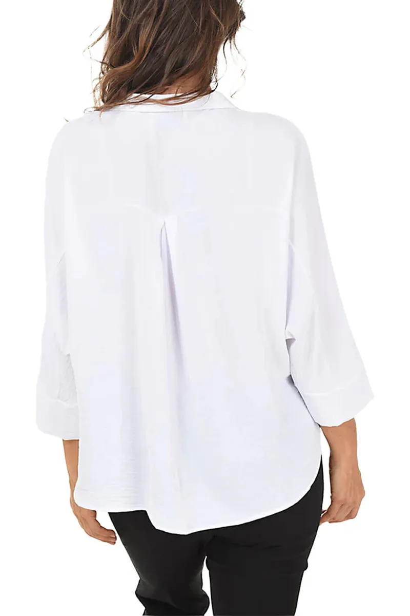 Solid Dolman Sleeve Crinkle Blouse