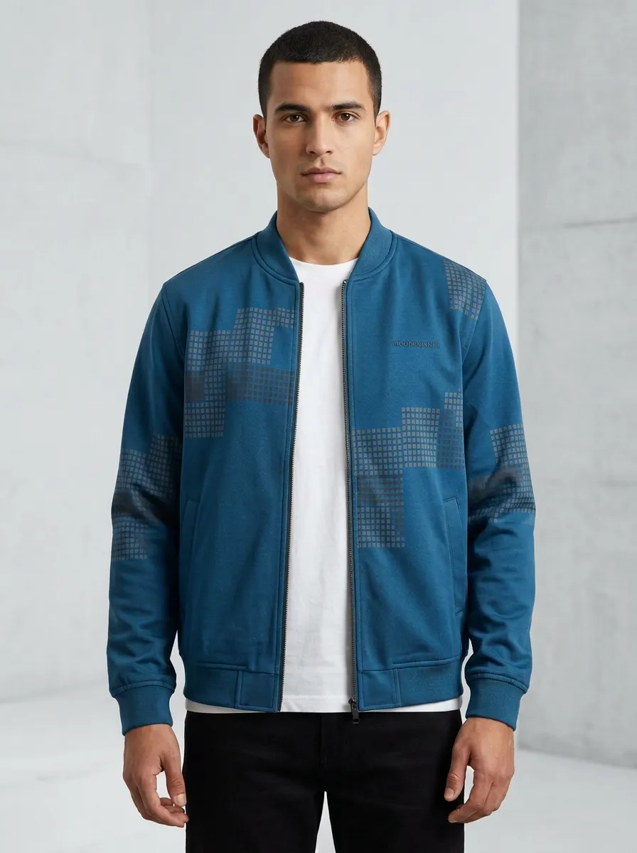 Geometric Grid Bomber Jacket