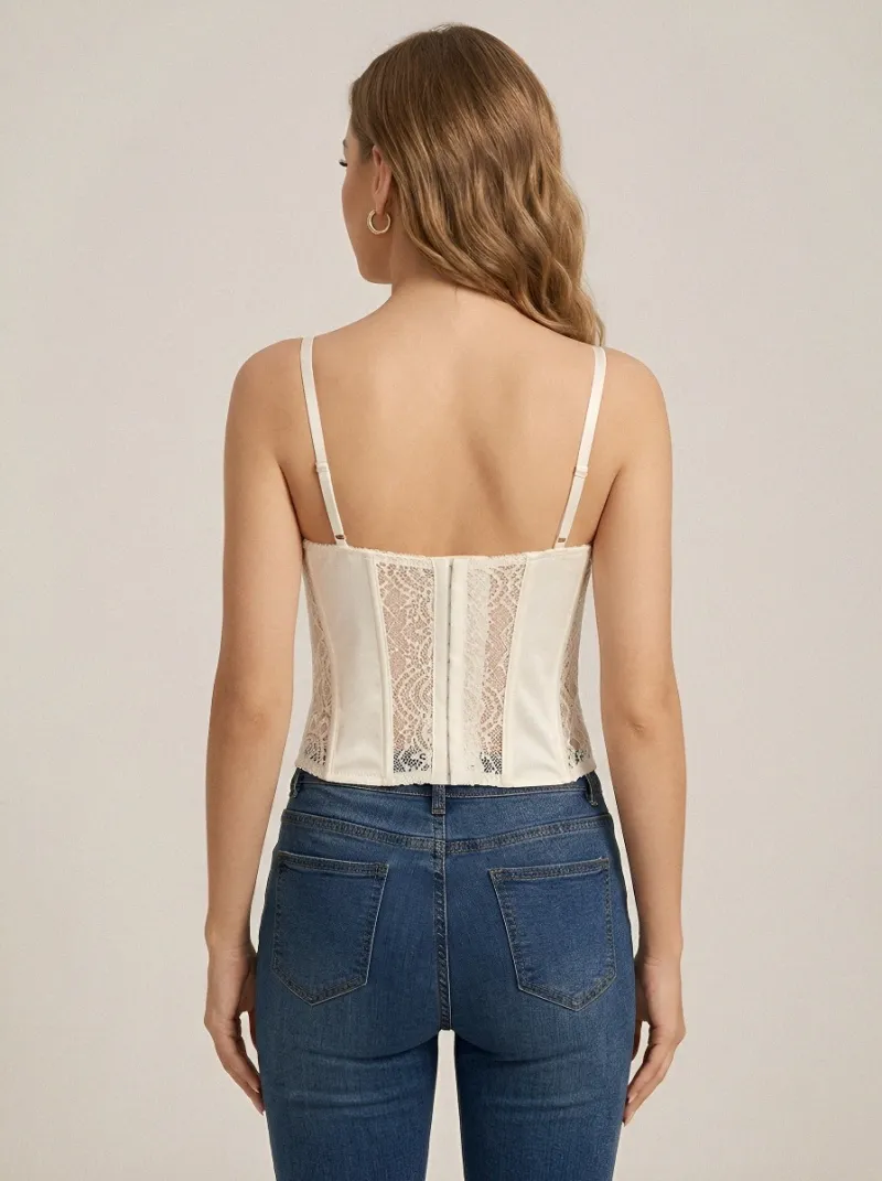 Floral Button-Front Vintage-Inspired Women's Corset Top