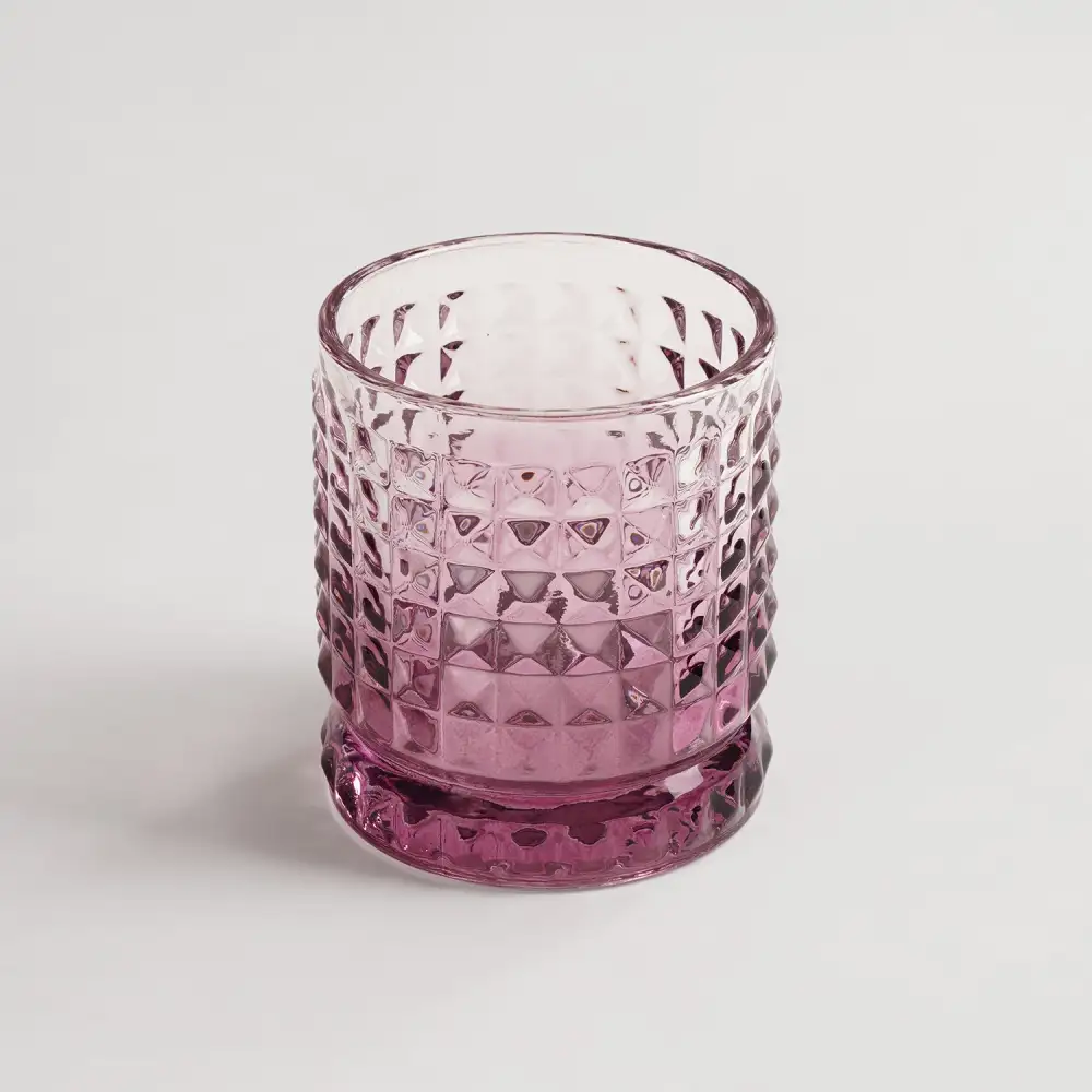 Pink Ribbed Whiskey Glass Set