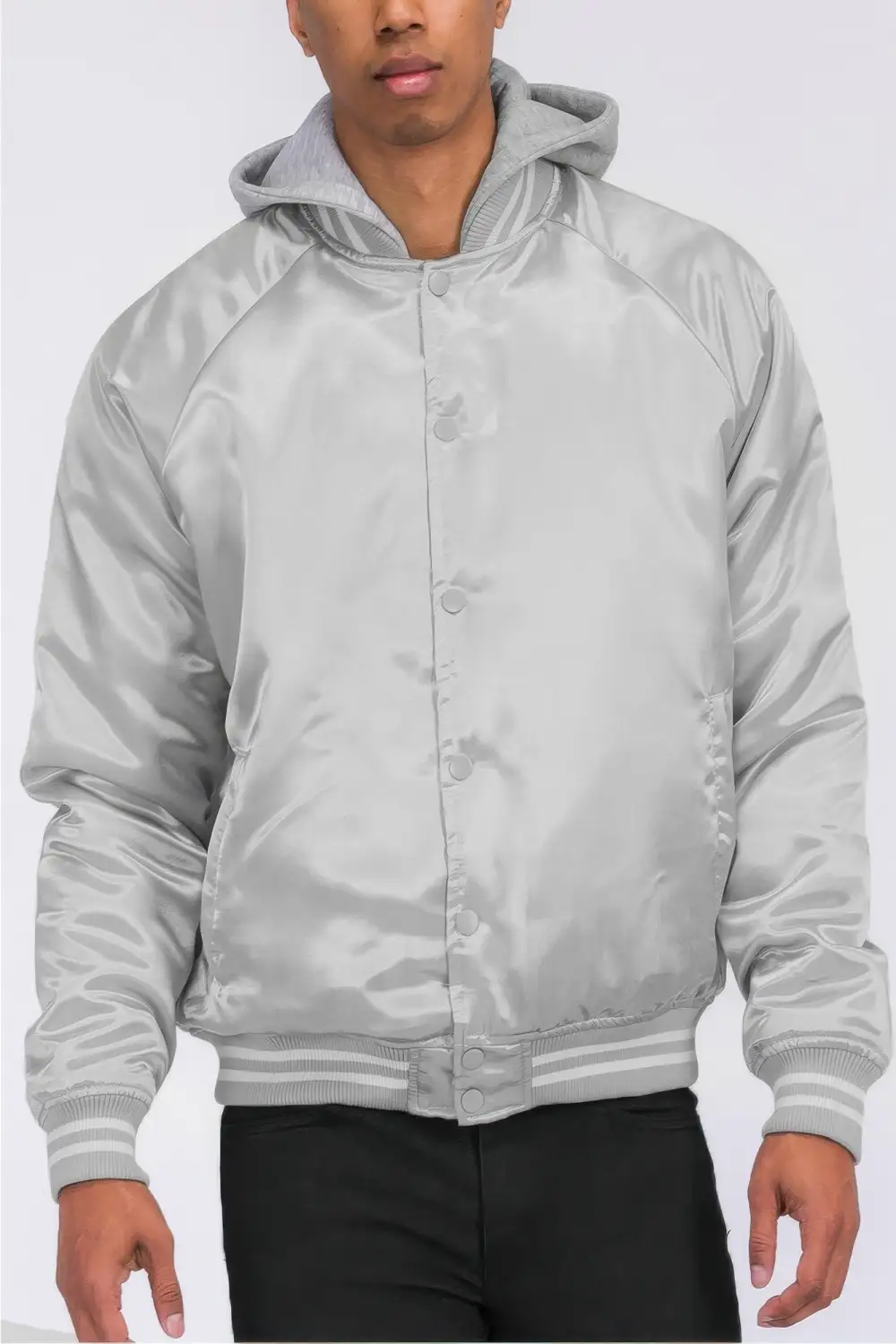 Varsity Satin Bomber Jacket